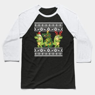 Christmas Three Alligator Crocodile Gift Lights Santa Hat Baseball T-Shirt